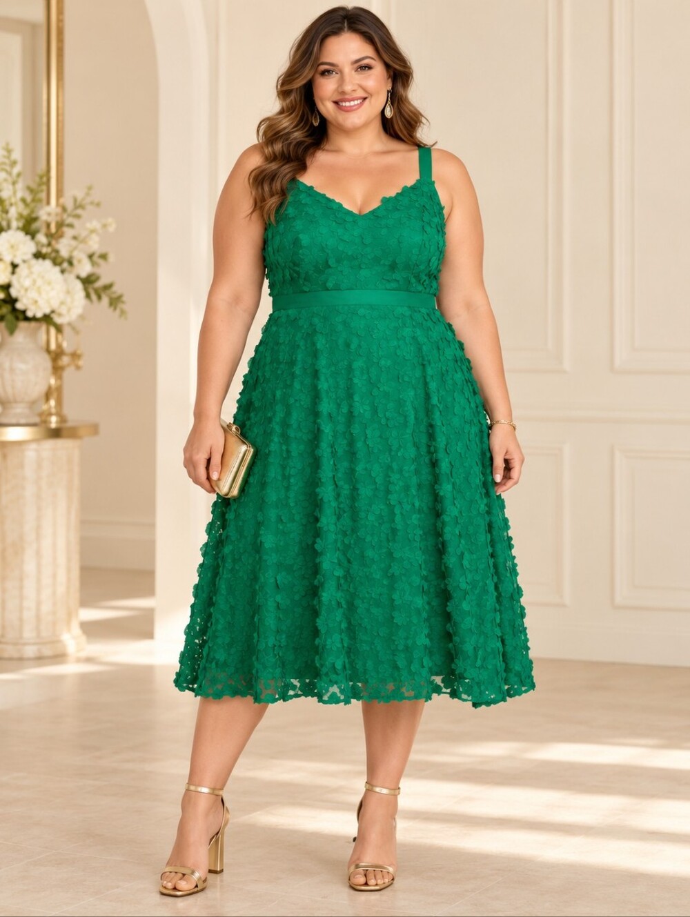 Eva Franco (Athropologie) Floral Hanya Green Midi Dress | Size 20W